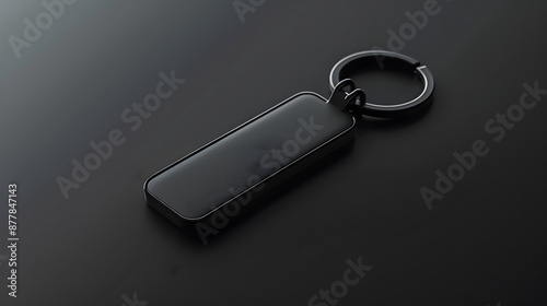 Sleek black keychain on a dark reflective surface