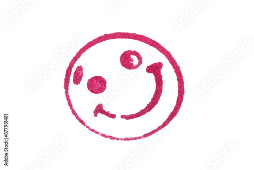 Red smiling face stamp isolated