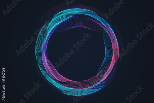 Creative digital tech circle on dark backdrop. Big data and technology concept. 3D Rendering.