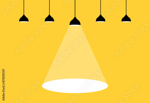 Lamps Shining Banner. Light illustration. Flat style. Vector icons.