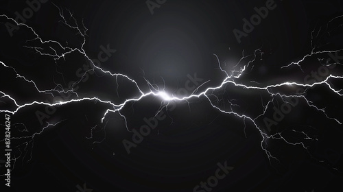 The Power and beauty of lightning strikes, on a Black background.