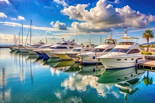 Yachts and boats moored to a pier in a yacht marina, moored, pier, boats