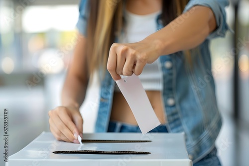 Woman Casting Vote in a Ballot Box