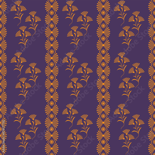 seamless pattern with golden pattern on purple background