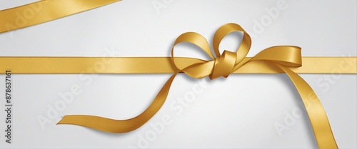 Silky gold ribbon flying in the wind, isolated on a white background