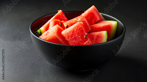 Wassermelone in einer schwarzen Schalle auf schwarzem Hintergrund