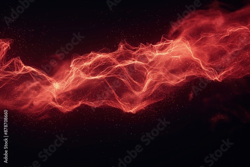 Abstract red energy lines on black background