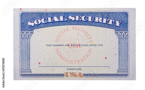 Blank USA social security card isolated against transparent background