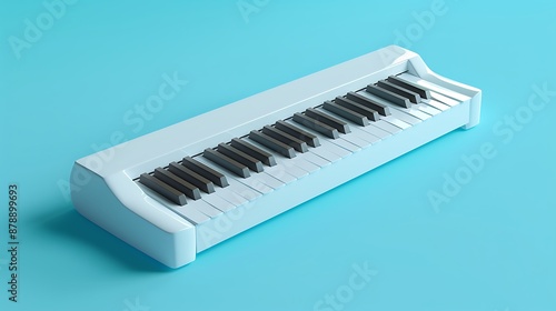 7 piano key one octave on blue background