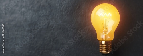 Conceptual thoughts around a glowing light bulb, innovative notions, creative plans