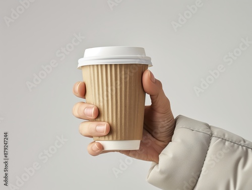 Hand mit Kaffeebecher