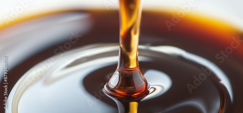 Syrup pouring; thick viscous liquid substance 