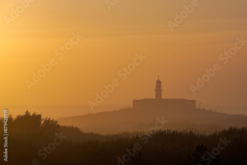 Atlantic coast on the Rias Baixas in Galicia , Spain. Lighthouse of Larino