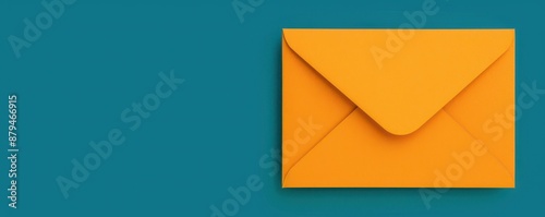 Bright orange envelope on a teal background, perfect for communication, postal service, message delivery, and correspondence projects.