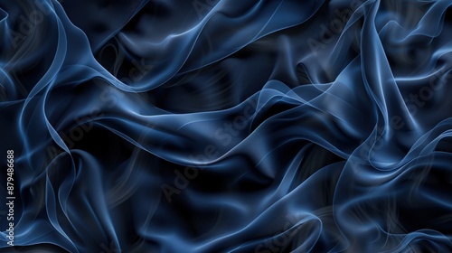 A seamless wallpaper pattern where indigo smoke swirls mimic the luxurious texture of silk, set against a dark, muted background to enhance the vividness of the indigo hue.