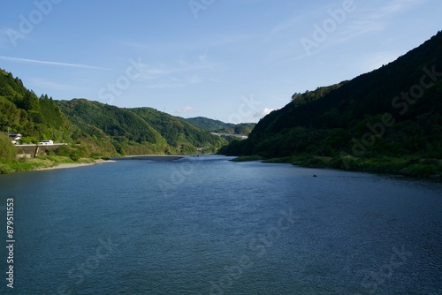 The scenery of Niyodo River in shadow.