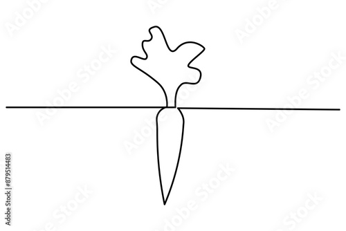 Carrot continuous one line drawing of isolated outline vector art illustration