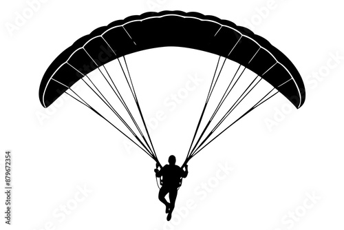 Ski parachute gliding silhouette vector, paraglider vector illustration, Paragliding Parachute Silhouette