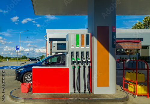 Fuel dispenser at a petrol station.