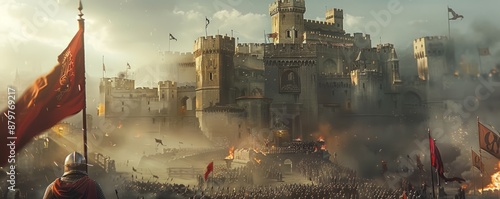 Medieval Castle Siege, 4K hyperrealistic photo