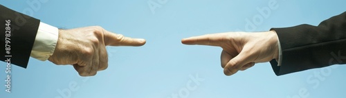 Two hands pointing in opposite directions.