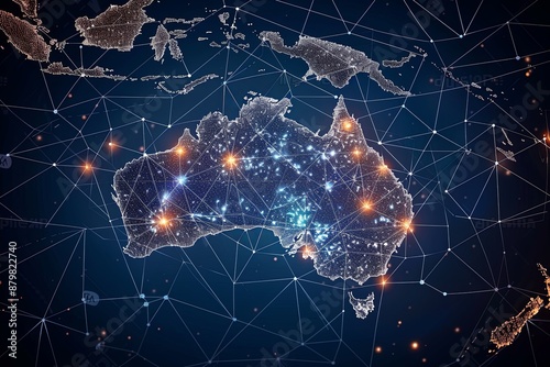 Digital map of Australia network and connectivity created with Generative AI