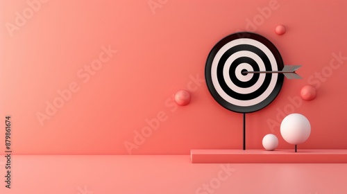 An elegant black target design with a minimalist style, set against a neutral background. The image conveys a sense of purpose and direction, with plenty of copy space for customization.