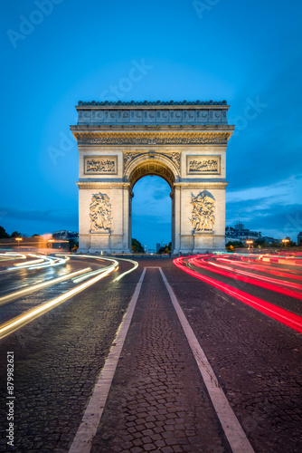 Arc de Triomphe at night, Paris, France