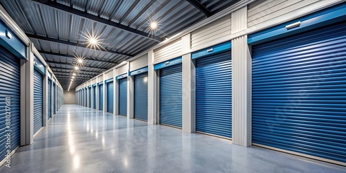 Self storage units with closed doors in a modern facility, storage, self storage, units, closed doors, , warehouse