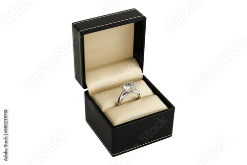 A wedding ring in a box isolated on transparent background