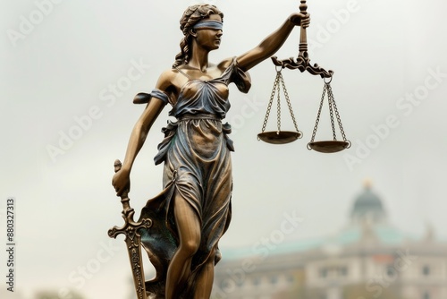 A depiction of Lady Justice, symbolizing fairness and equality, holding a scale