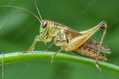 Cricket on a Blade of Grass- Photograph a cricket as it perches on a blade of grass