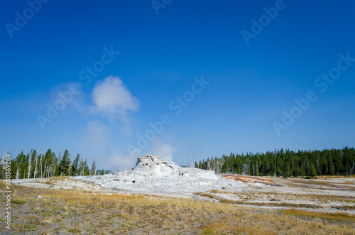 Castle Geyser erupting, Upper Geyser Basin, Yellowstone National Park, Wyoming, Montana