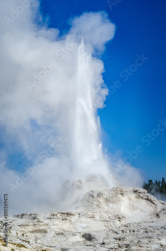 Castle Geyser erupting, Upper Geyser Basin, Yellowstone National Park, Wyoming, Montana