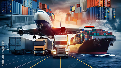 Global Business Logistics Import, Export, and Transportation Solutions. Generative Ai