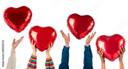 Png People holding hearts mockup for Valentines’ celebration