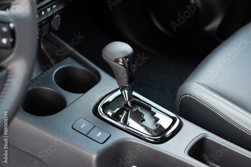 Automatic transmission gear selector in modern offroad car. 