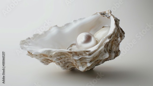 Generate a high-quality image of a pearl in an oyster shell