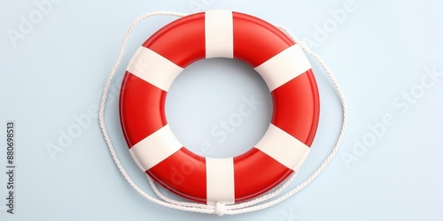 Red Lifebuoy on Blue Background