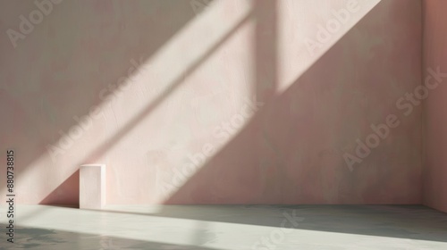 Sunlight Streaks Across a Pink Wall in an Empty Room