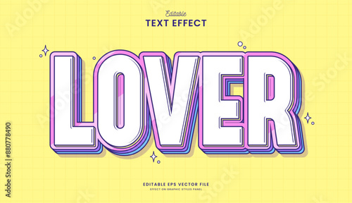 decorative editable cute lover text effect vector design