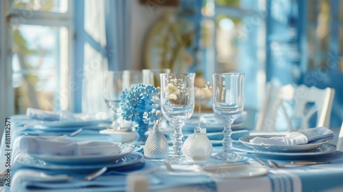 Elegant Blue Table Setting for Summer Dining Experience