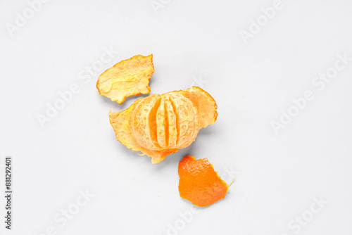 Fresh cut orange on white background. Sex education