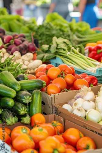 Close-up of fresh produce at a farmers' market, highlighting local agriculture