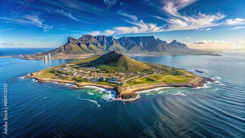 Panoramic skyline view of Robben Island in Cape Town, South Africa, Robben Island, Cape Town, South Africa