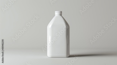 White plastic canister mockup isolated on white background, versatile for oil, cleanser, detergent, liquid soap, milk, juice.