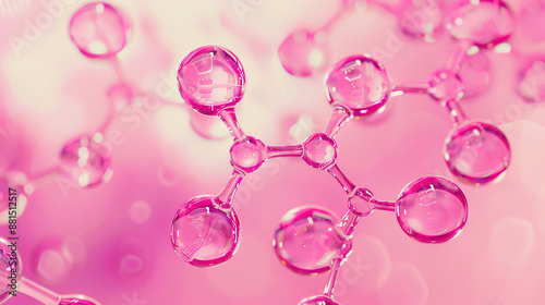 Microscopic view of glycolate molecule against pink background