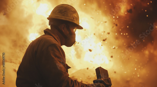 A Blasters Using explosives for construction, mining, or demolition purposes, working in highly hazardous environments, always wearing hard hats