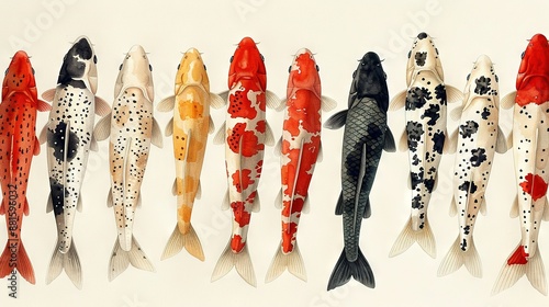  A school of fish perched atop a white wall, adjacent to another white wall