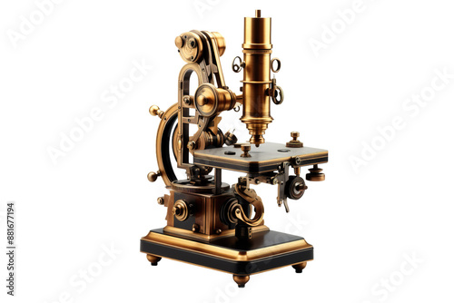 The Curious Contraption: An Ancient Microscope Unveiled on White or PNG Transparent Background.